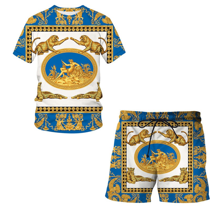 European Code Hawaii Seaside 3D Printing Men'S Casual Loose Suit Beach Short Sleeve Shorts Me13-Ma01 - Image 1